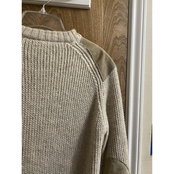 Vintage James Pringle Pure British Wool Sweater Suede Elbow & Shoulder Patch L - Picture 11 of 14